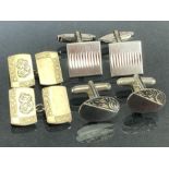 Three pairs of Silver and Gold on Silver cufflinks