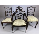 Three similar upholstered antique chairs