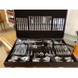 Large Boxed twelve setting canteen of cutlery A1 Sheffield silver plated and box with leather insert