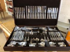 Large Boxed twelve setting canteen of cutlery A1 Sheffield silver plated and box with leather insert