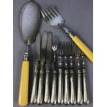 Collection of flatware each piece with either a silver hallmarked collar or handle (A/F) 11 pieces