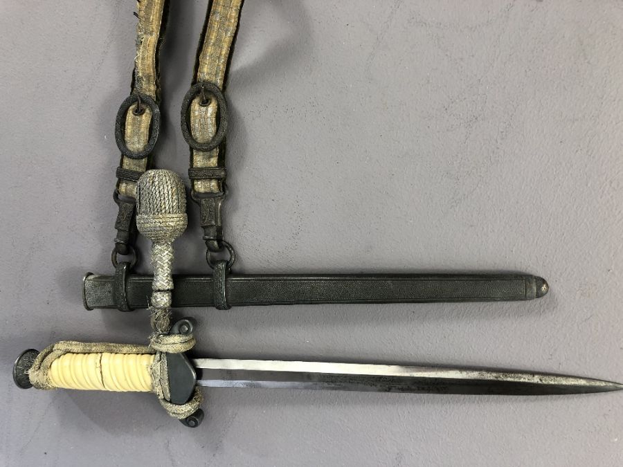 A GERMAN ARMY OFFICER`S DAGGER, c.1940, with 9 3/4" inscribed "TIGER SOLINGEN", cross guard with - Image 2 of 9