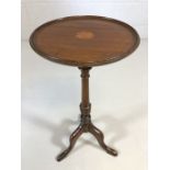 Edwardian tripod based wine table with shell inlay