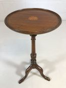 Edwardian tripod based wine table with shell inlay