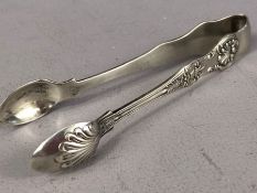 Pair of hallmarked silver sugar nips by maker Walker and Hall approx 46g & 12.5cm long