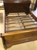 Mahogany king size sleigh bed, no mattress