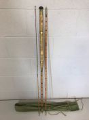 Sport Fishing interest: three piece split cane fishing rod with bag 10'6"