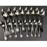 Collection of silver coloured Fraget N Plaque flatware eight teaspoons and eight serving spoons