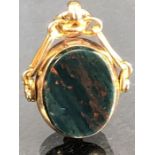 Hallmarked 9ct Gold Fob with Bloodstone and jasper stones