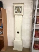 Grandfather clock by Henry Baker of Malling, in white painted finish, approx 209cm in height (A/F)