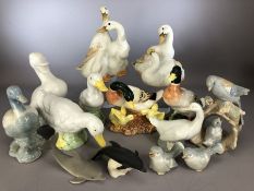 Collection of ceramic figures, mostly ducks, to include Nao and Alfretto, along with two dolphins by