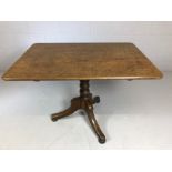 Tilt top pedestal table, approx 100cm x 70cm x 71cm tall