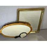 Three Mirrors, two wall mirrors and a hand held mirror