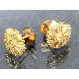 Pair of High Carat (tests as 22ct) flower design Gold earrings boxed approx 13mm diameter and