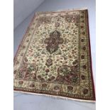 Pink ground silk rug with medallion design, approx 203cm x 38cm