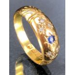 18ct Gold Sapphire and Diamond ring size 'Q' approx 2.8g