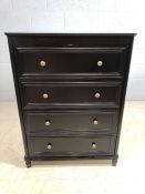 Modern black lacquered four drawer chest of drawers, approx 80cm x 50cm x 106cm tall