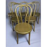 Set of six bentwood gold sparkly bistro chairs