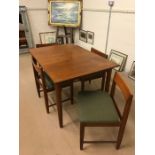 Mid century Dining table and four chairs by BCM table 121 x 84cm not extended