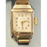 9ct Gold cased watch by Avia with expanding bracelet hallmarked to inner case