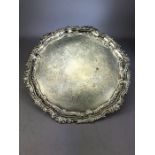 Large Victorian Silver salver or tray on ball and claw feet hallmarked for London 1897 by maker