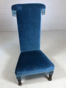 Bedroom chair / prayer stool in turquoise velvet with fringing