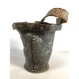 Antique 18th century leather bucket with brass stud work and leather strap