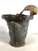 Antique 18th century leather bucket with brass stud work and leather strap