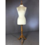 Modern dressmakers dummy / mannequin on pine turned stand, approx 157cm