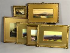 Collection of six similarly themed watercolour paintings to include G MILLER and RONALD RAY