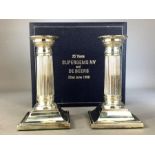 Pair of Hallmarked Silver Corinthian candlesticks on stepped bases sheffield by C J Vander Ltd