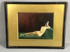 SIDNEY SMITH, oil on canvas of a recumbent nude inspecting her pearls, signed Sidney Smith 1927,