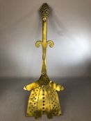 Brass figural Cream Skimmer with a Bishops hat handle approx 59cm long