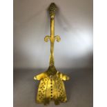 Brass figural Cream Skimmer with a Bishops hat handle approx 59cm long