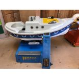 Vintage children's coin slot amusement ride in the form of a lifeboat, approx 155cm x 80cm,