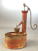 Vintage tin plate childs toy of a water pump & bucket approx 20cm tall