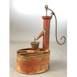 Vintage tin plate childs toy of a water pump & bucket approx 20cm tall