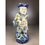 Large Delft Toby Jug, signed HK to base approx 29cm tall (A/F pipe repaired and numerous chips,