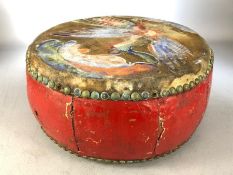 Small vintage hand-painted drum, approx 31cm in diameter