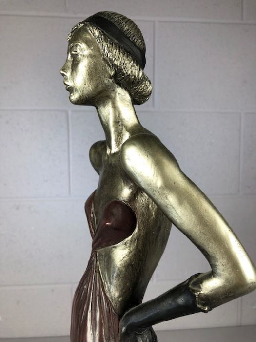 Figurine in the Art Deco style signed M Katok approx 58cm high. A/F - Image 8 of 10