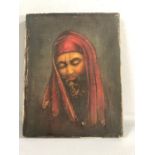 Small portrait of an Eastern man in a robes, oil on canvas, approx 23cm x 18cm