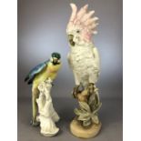 Royal Dux ceramic cockatoo (A/F), approx 41cm tall and a ceramic parrot approx 25cm in height