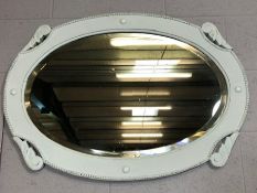 Painted Oval wooden framed mirror approx 87 x 62cm