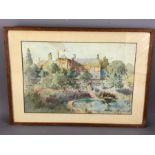 Henry Richard Beadon Donne (1860 - 1949), Framed watercolour of a manor house, signed H R B Donne