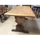 Small oak table with bread board ends, approx 137cm x 69cm x 75cm tall