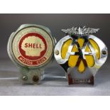 Motoring interest: Shell Motor Club badge and an AA badge