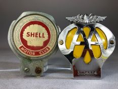 Motoring interest: Shell Motor Club badge and an AA badge