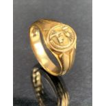 18ct Gold ring set with a Celtic Quarter Stater coin size 'X' and approx 11.5g