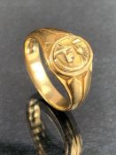 18ct Gold ring set with a Celtic Quarter Stater coin size 'X' and approx 11.5g