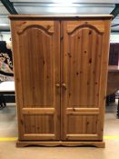 Modern pine wardrobe, approx 90cm x 54cm x 128cm tall